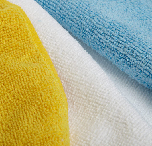 Paño de limpieza de microfibra azul, blanco y amarillo, paquete de 24 - PAL Auto Parts