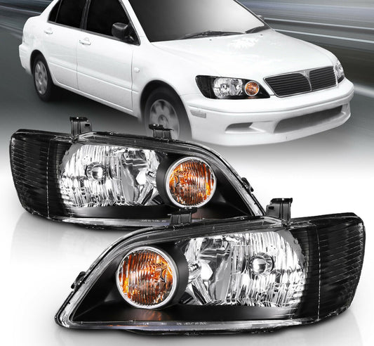 2002-2003 Mitsubishi Lancer Par Focos Fondo Negro ( Chofer & Pasajero) - PAL Auto Parts