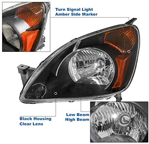 2002-2004 Honda CR-V/CRV Par Focos Fondo Negro (Chofer & Pasajero) - PAL Auto Parts