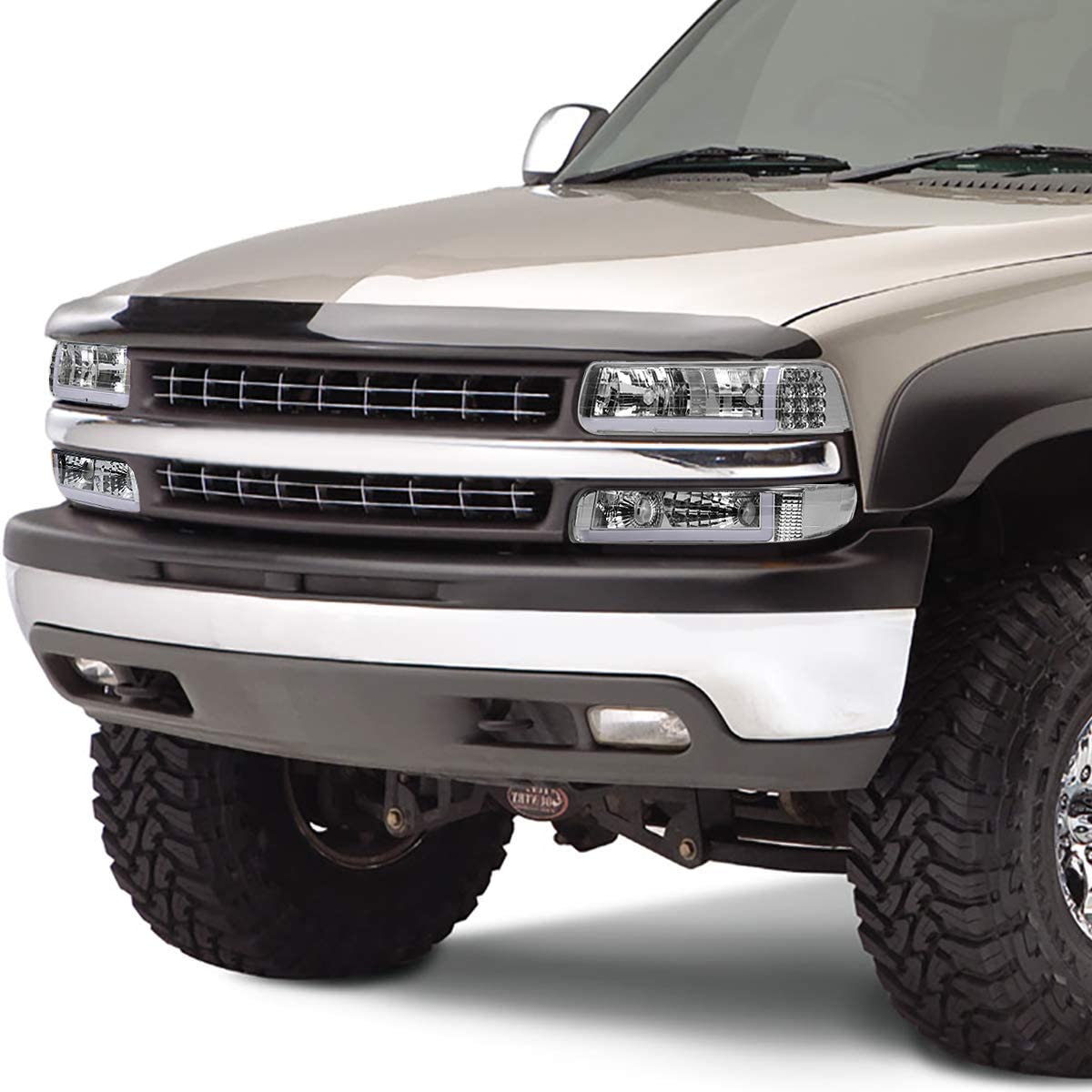 1999-2002 Chevrolet Silverado Par Focos LED Fondo Cromado (Chofer & Pasajero) - PAL Auto Parts
