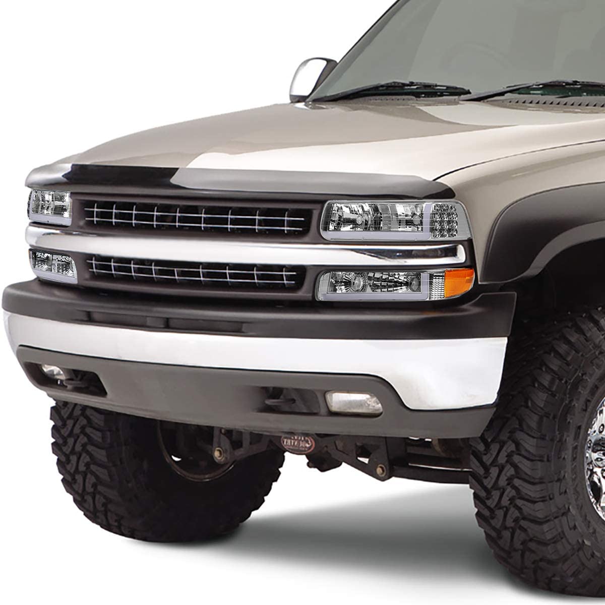 1999-2002 Chevrolet Silverado Par Focos LED Fondo Cromado (Chofer & Pasajero) - PAL Auto Parts