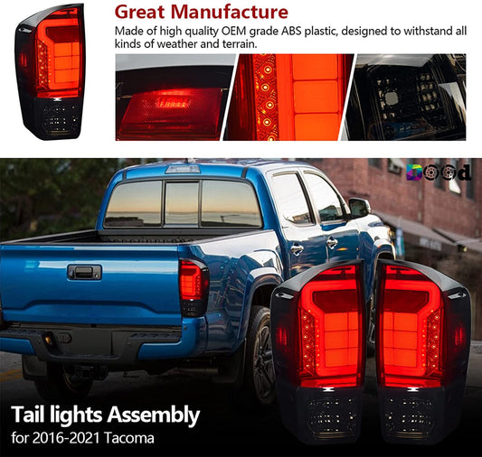 2016-2021 Toyota Tacoma Sport Par Focos Traseros Fondo Negro LED (Chofer & Pasajero) - PAL Auto Parts