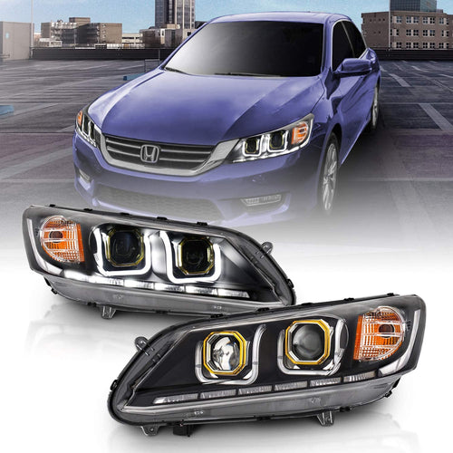 2013-2015 Honda Accord Par Focos Fondo Negro LED U (Chofer & Pasajero) - PAL Auto Parts
