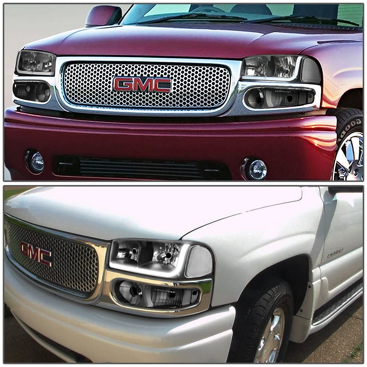 1999-2007 GMC Sierra Par Focos Fondo Negro LED (Chofer & Pasajero) - PAL Auto Parts