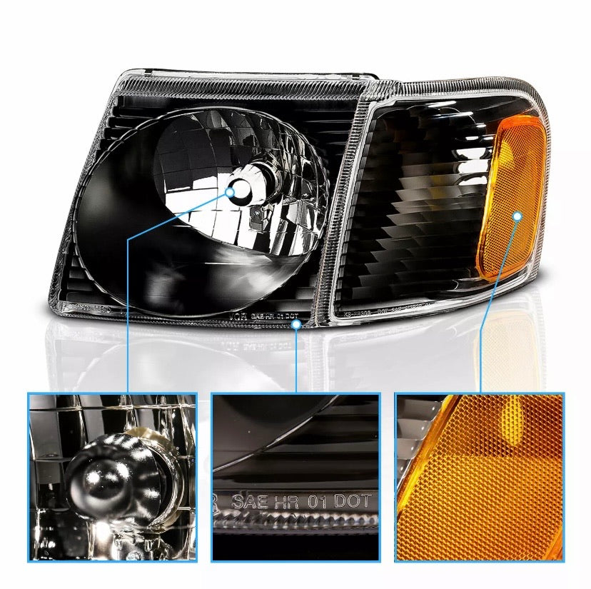 2002-2005 Ford Explorer Par Focos Fondo Negro (Chofer & Pasajero) - PAL Auto Parts
