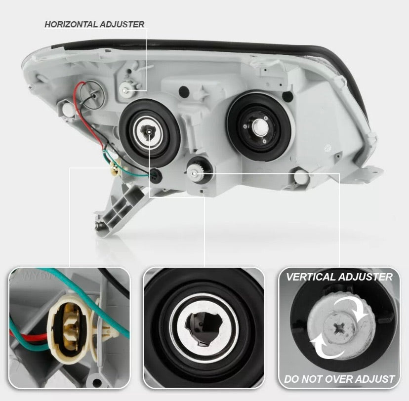 2006-2009 Toyota Four 4Runner Par Focos Fondo Negro LED STRIP (Chofer & Pasajero) - PAL Auto Parts