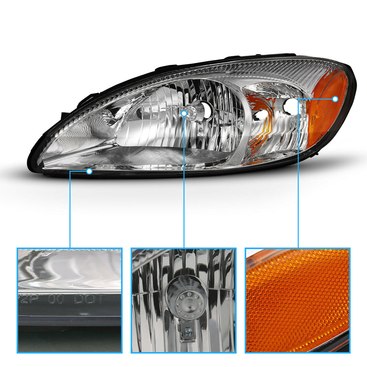 2000-2007 Ford Taurus Par Focos Fondo Cromado (Chofer & Pasajero) - PAL Auto Parts