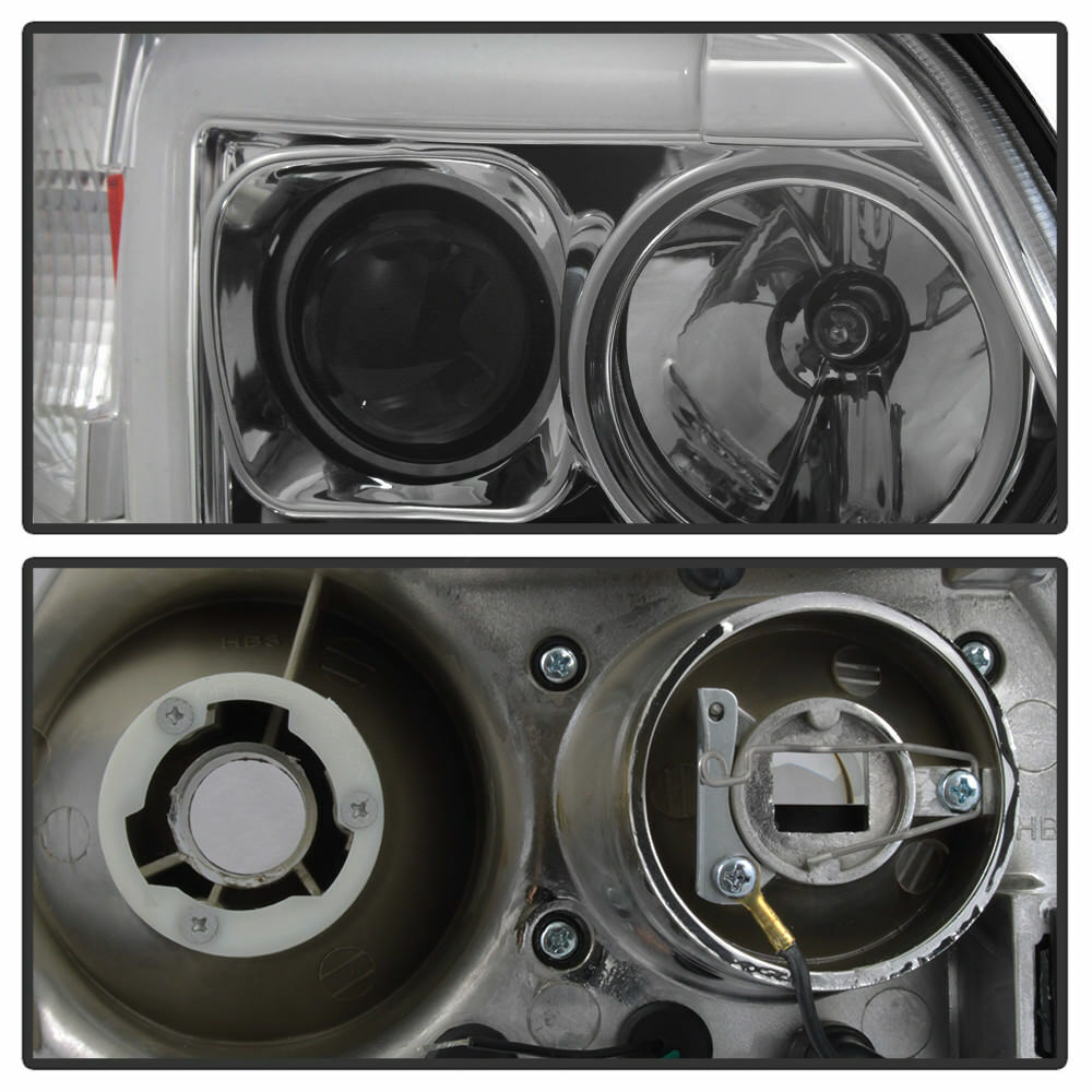 1997-2003 Ford F-150 Expedition Par Focos LED DRL TUBE Fondo Cromado (Chofer & Pasajero) - PAL Auto Parts