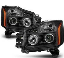 Cargar imagen en el visor de la galería, 2004-2015 NISSAN TITAN/ 2004-2007 NISSAN ARMADA PAR FOCOS FONDO NEGRO HALO LED PROJECTOR (CHOFER & PASAJERO) - PAL Auto Parts