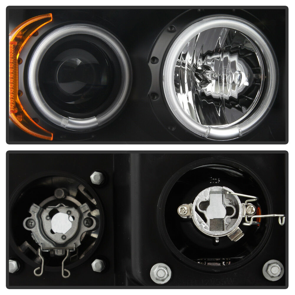 2002-2005 DODGE RAM 1500/2500/3500 PAR FOCOS FONDO NEGRO LED HALO Projector (CHOFER & PASAJERO) - PAL Auto Parts