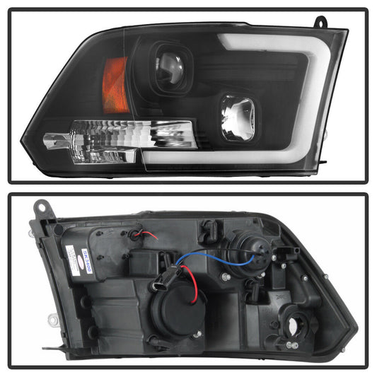 2009-2018 DODGE RAM 1500 2500 3500 PAR FOCOS FONDO NEGRO LED TUBE PROJECTOR (CHOFER & PASAJERO) - PAL Auto Parts