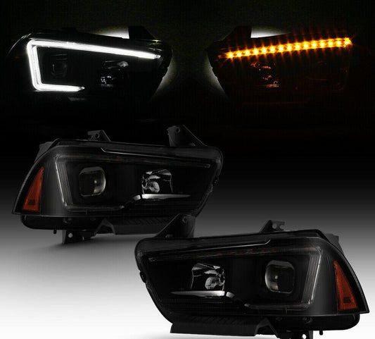 2011-2014 Dodge Charger Par Focos Fondo Negro LED TUBE ( Chofer & Pasajero) - PAL Auto Parts