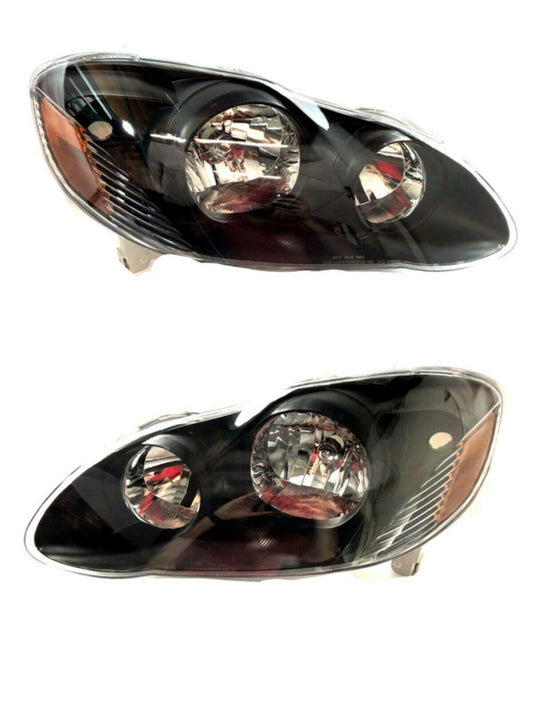2003-2008 Toyota Corolla Par Focos Fondo Negro (Chofer & Pasajero) - PAL Auto Parts