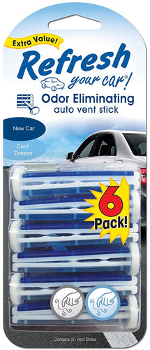 Ambientador Refresh, 6 Pack, New Car/Cool Breeze, Ventana Stick. - PAL Auto Parts