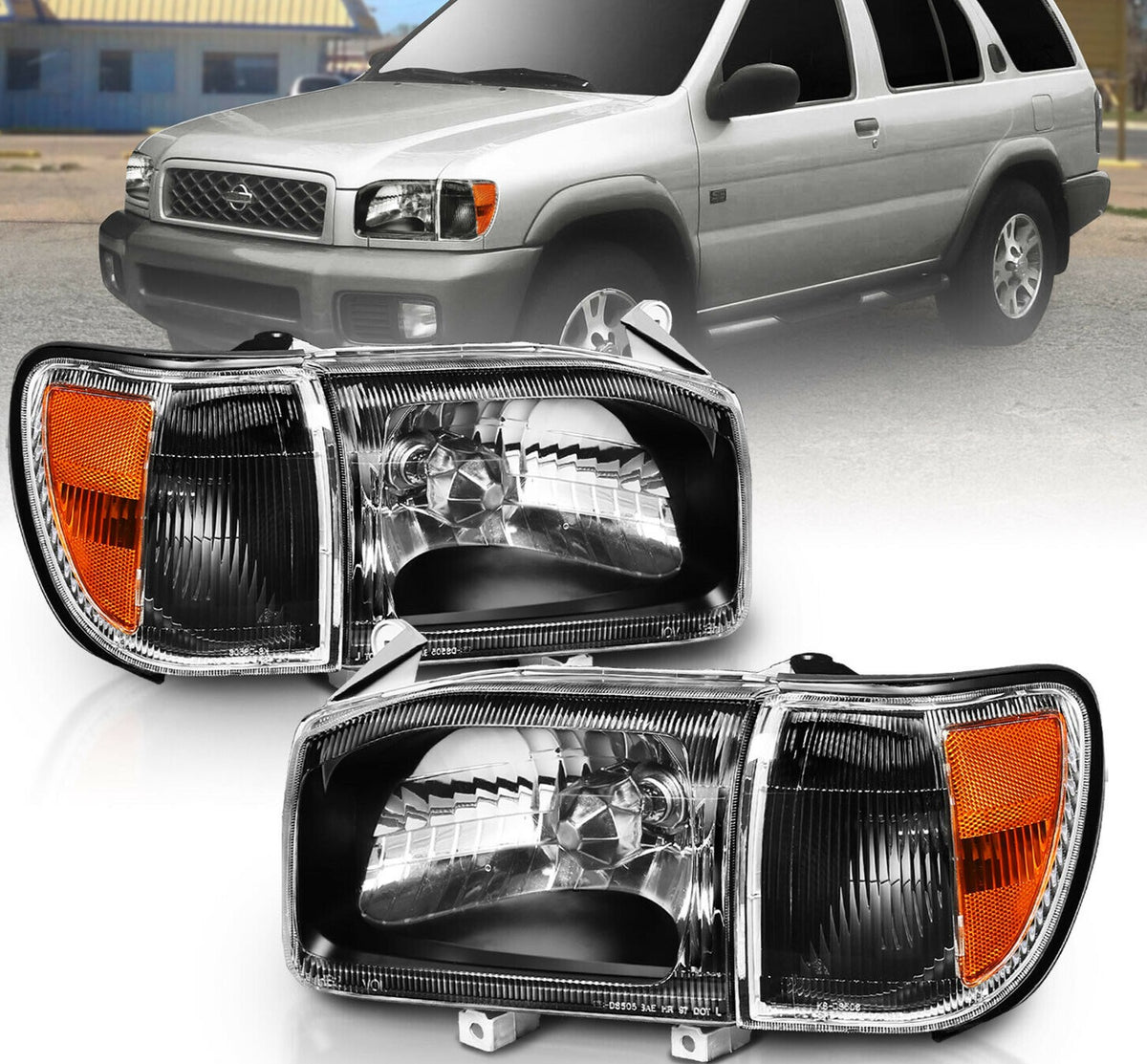 1999-2004 Nissan PathFinder Par Focos Fondo Negro (Chofer & Pasajero) - PAL Auto Parts