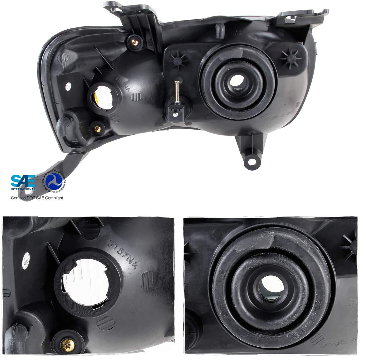 2001-2004 Ford Escape Par Focos Fondo Negro (Chofer & Pasajero) - PAL Auto Parts