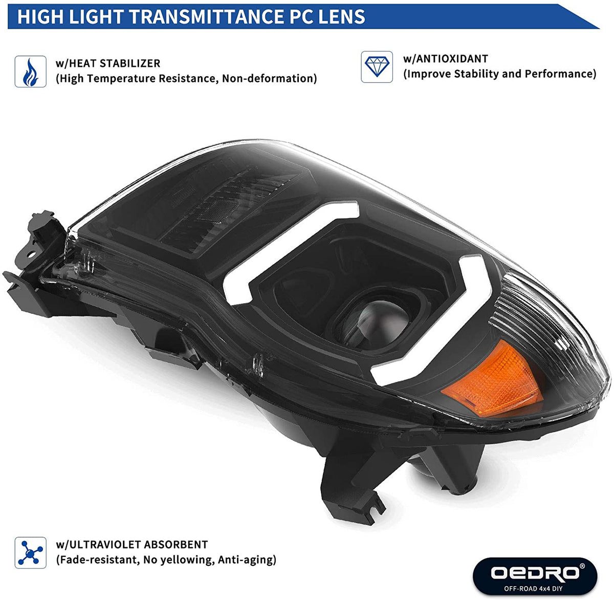 2005-2011 Toyota Tacoma Focos LED Fondo Negro Claro (Chofer & Pasajero) - PAL Auto Parts