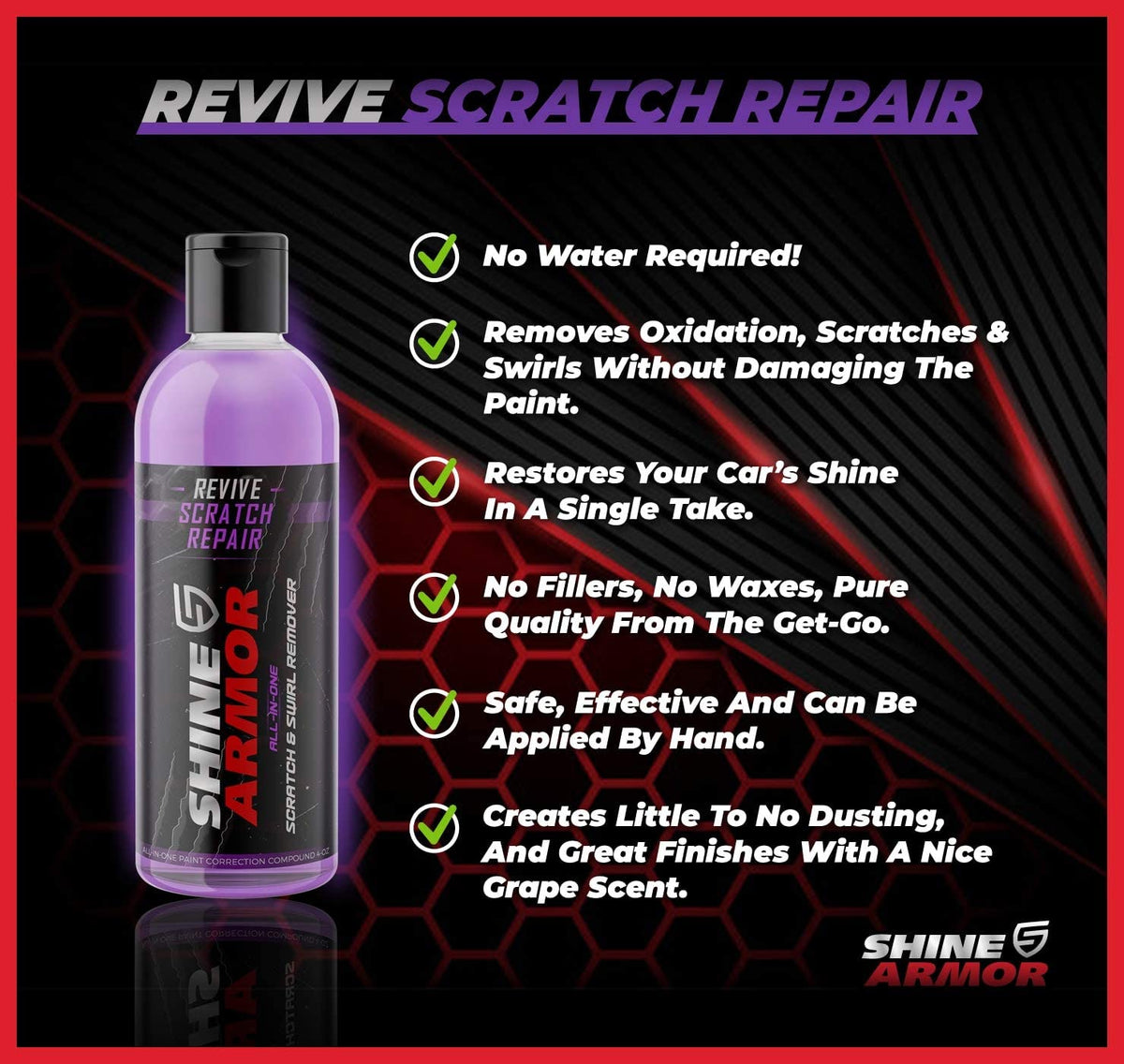 Shine Armor Revive - Reparador de arañazos y raspones, Pulitura, Brillo. - PAL Auto Parts