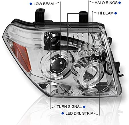 2005-2008 NISSAN PATHFINDER/ FRONTIER 2005-2007 PAR FOCOS LED HALO FONDO CROMADO (CHOFER & PASAJERO) - PAL Auto Parts