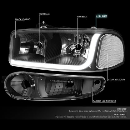 1999-2007 GMC Sierra Par Focos Fondo Negro LED (Chofer & Pasajero) - PAL Auto Parts
