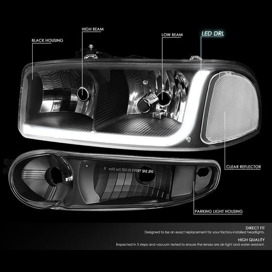 1999-2007 GMC Sierra Par Focos Fondo Negro LED (Chofer & Pasajero) - PAL Auto Parts