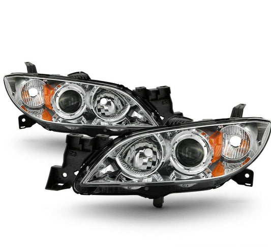2004-2009 Mazda 3 Par Focos Fondo Cromado ( Chofer & Pasajero) - PAL Auto Parts