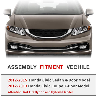 2012-2015 Honda Civic Par Focos Fondo Negro (Chofer & Pasajero) - PAL Auto Parts