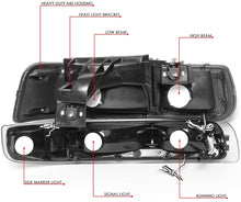 Cargar imagen en el visor de la galería, 1999-2002 Chevrolet Silverado Par Focos LED Fondo Negro (Chofer &amp; Pasajero) - PAL Auto Parts
