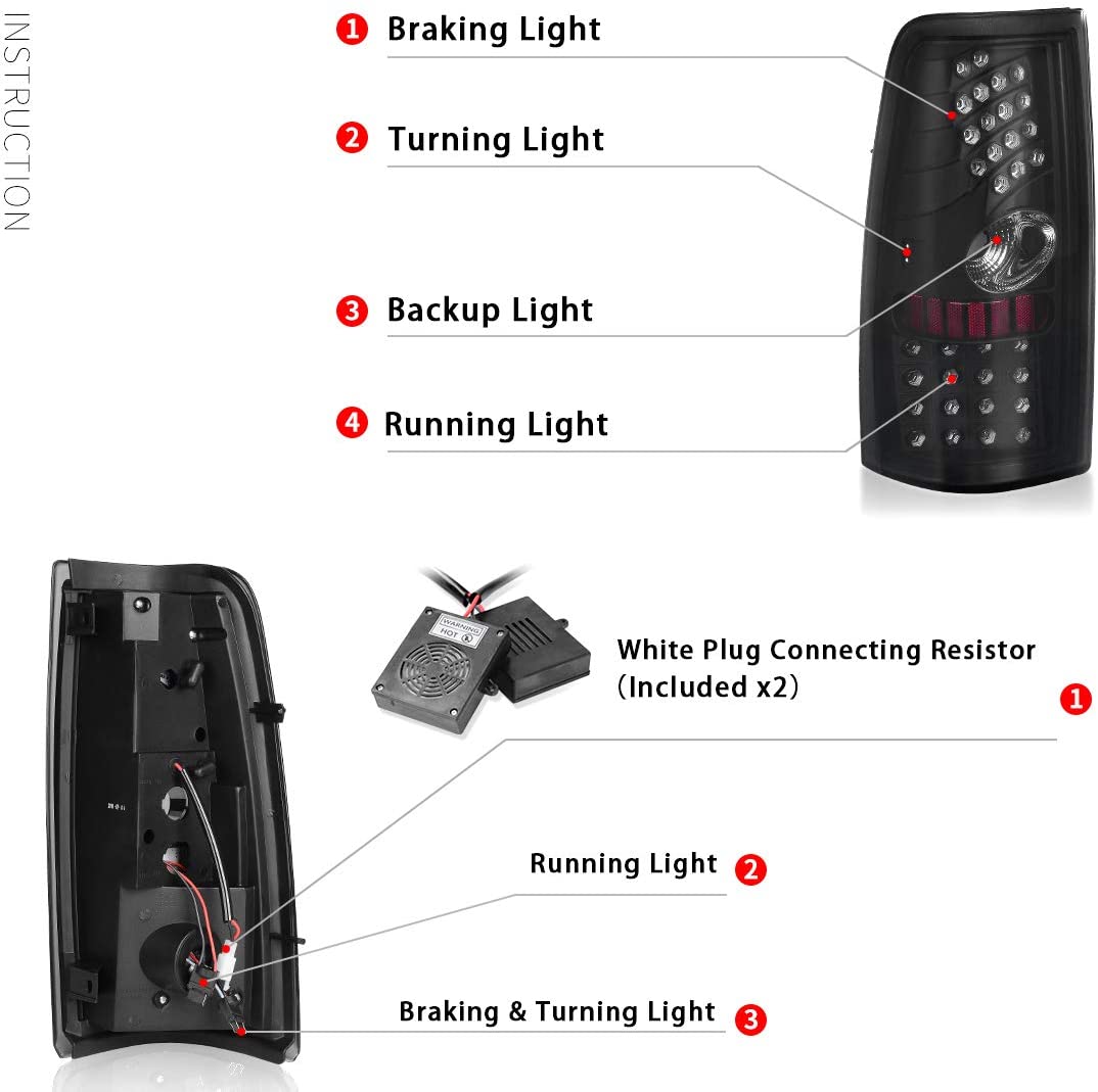1999-2006 Chevy Silverado Par Focos Traseros LED Fondo Negro Smoke (Chofer & Pasajero) - PAL Auto Parts