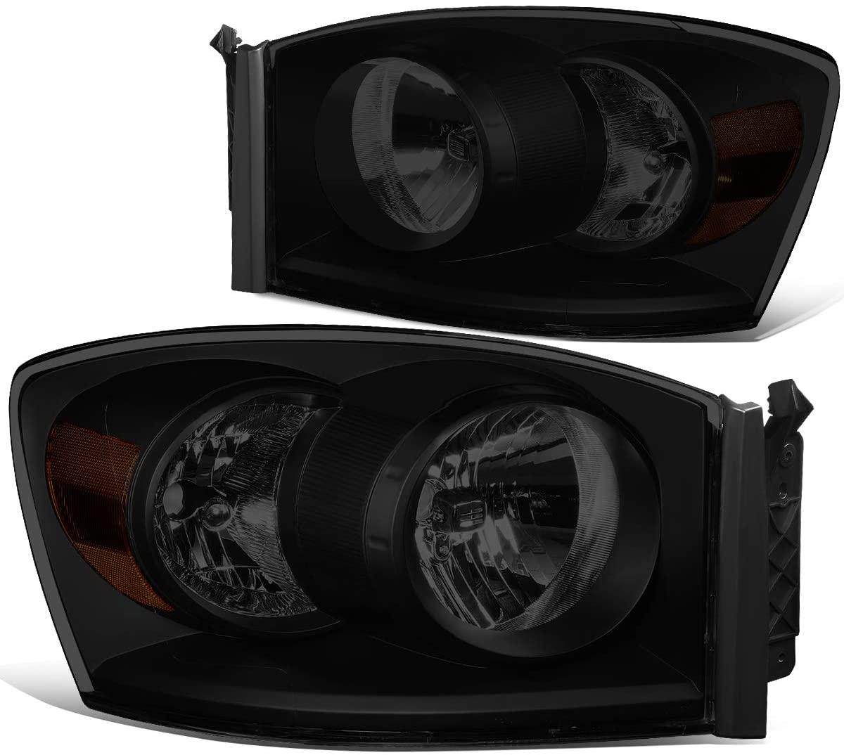 2006-2009 Dodge Ram 1500 Par Focos Smoke Fondo Negro (Chofer & Pasajero) - PAL Auto Parts