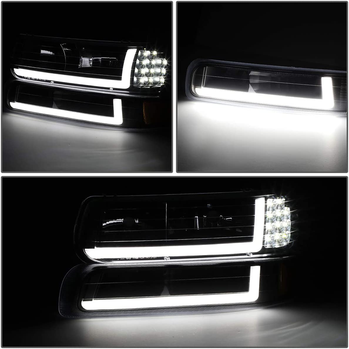 1999-2002 Chevrolet Silverado Par Focos LED Fondo Negro (Chofer & Pasajero) - PAL Auto Parts