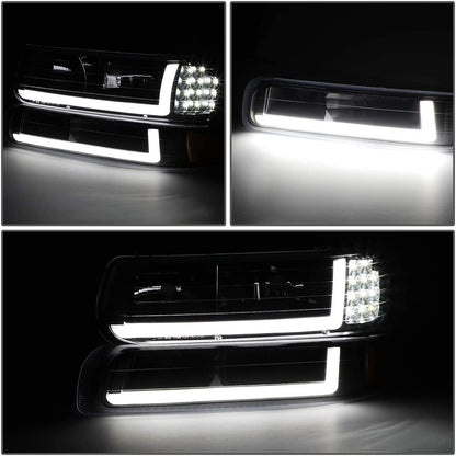 1999-2002 Chevrolet Silverado Par Focos LED Fondo Negro (Chofer & Pasajero) - PAL Auto Parts