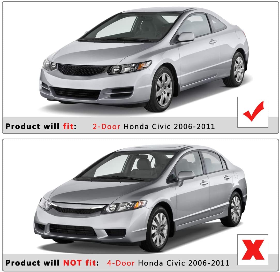 2006-2011 Honda Civic Par Focos Fondo Negro (Chofer & Pasajero) - PAL Auto Parts
