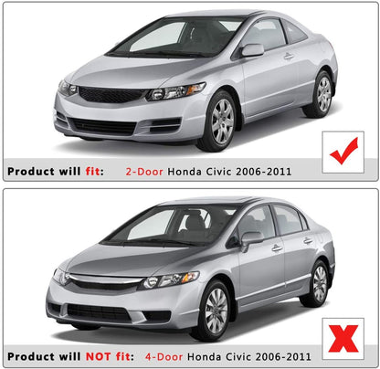2006-2011 Honda Civic Par Focos Fondo Negro (Chofer & Pasajero) - PAL Auto Parts