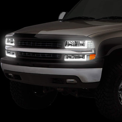 1999-2002 Chevrolet Silverado Par Focos LED Fondo Cromado (Chofer & Pasajero) - PAL Auto Parts