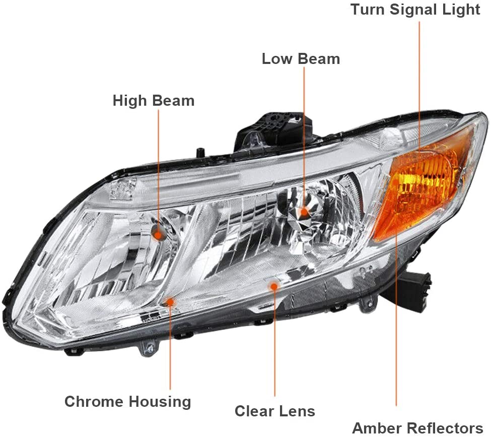 2012-2015 Honda Civic Par Focos Fondo Cromado (Chofer & Pasajero) - PAL Auto Parts