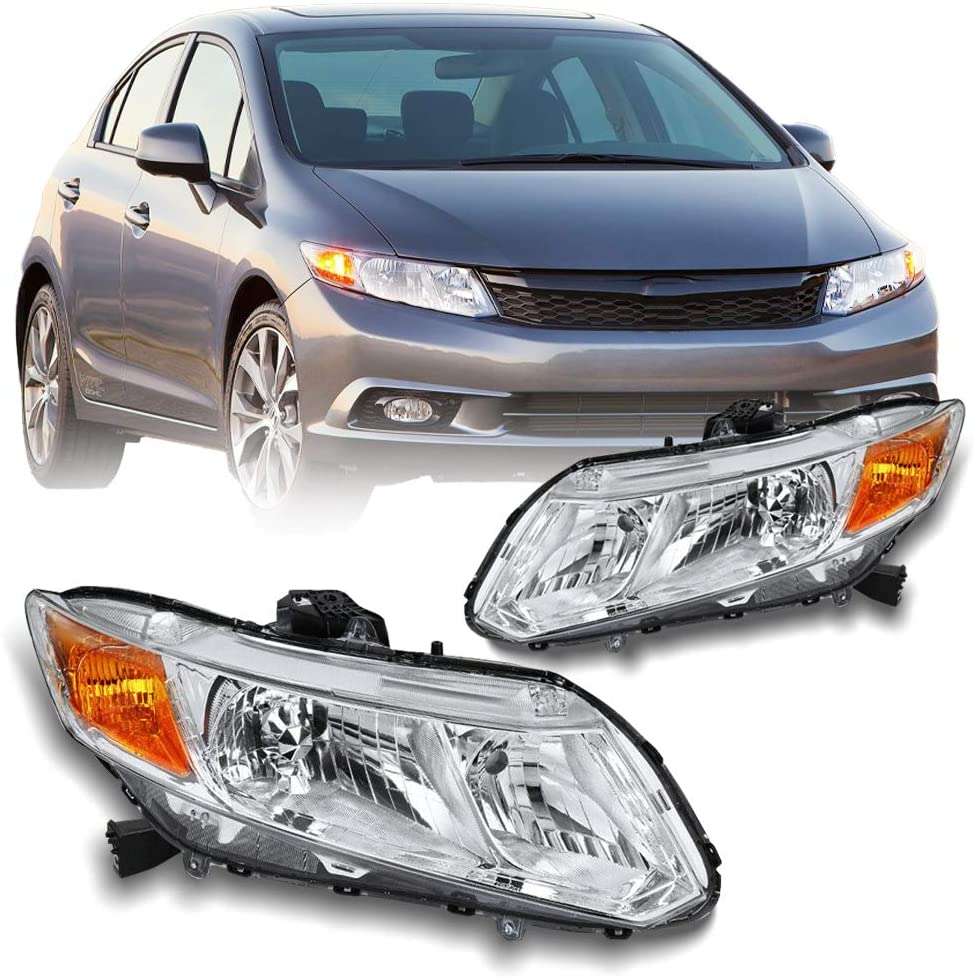 2012-2015 Honda Civic Par Focos Fondo Cromado (Chofer & Pasajero) - PAL Auto Parts