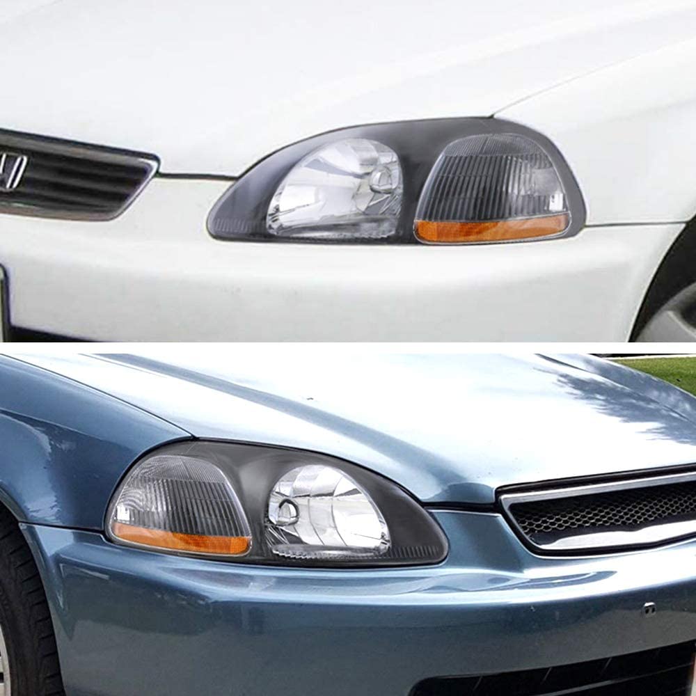 1996-1998 Honda Civic Par Focos Fondo Negro (Chofer & Pasajero) - PAL Auto Parts
