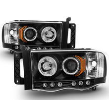 Cargar imagen en el visor de la galería, 2002-2005 DODGE RAM 1500/2500/3500 PAR FOCOS FONDO NEGRO LED HALO Projector (CHOFER &amp; PASAJERO) - PAL Auto Parts
