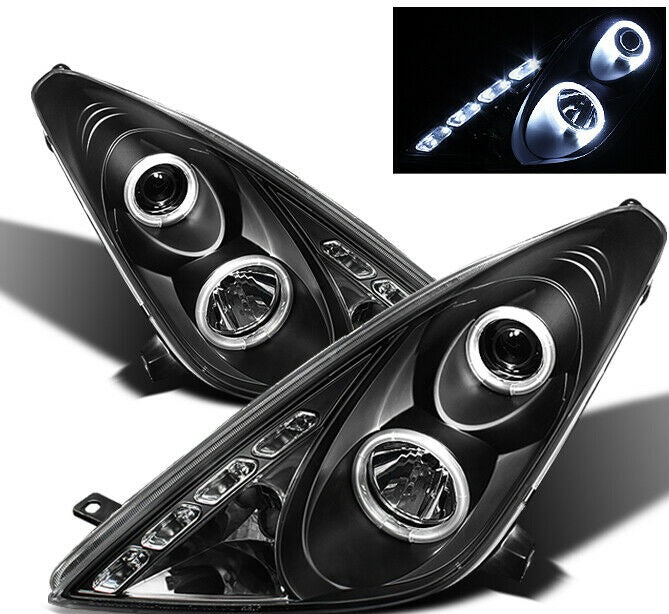 2000-2005 Toyota Celica LED HALO Porjector Par Focos Fondo Negro ( Chofer & Pasajero) - PAL Auto Parts