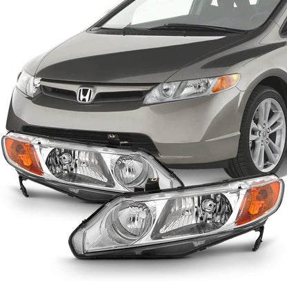 2006-2011 Honda Civic Par Focos Fondo Cromado (Chofer & Pasajero) - PAL Auto Parts
