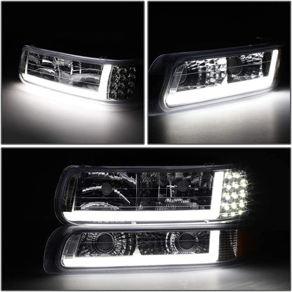 1999-2002 Chevrolet Silverado Par Focos LED Fondo Cromado (Chofer & Pasajero) - PAL Auto Parts