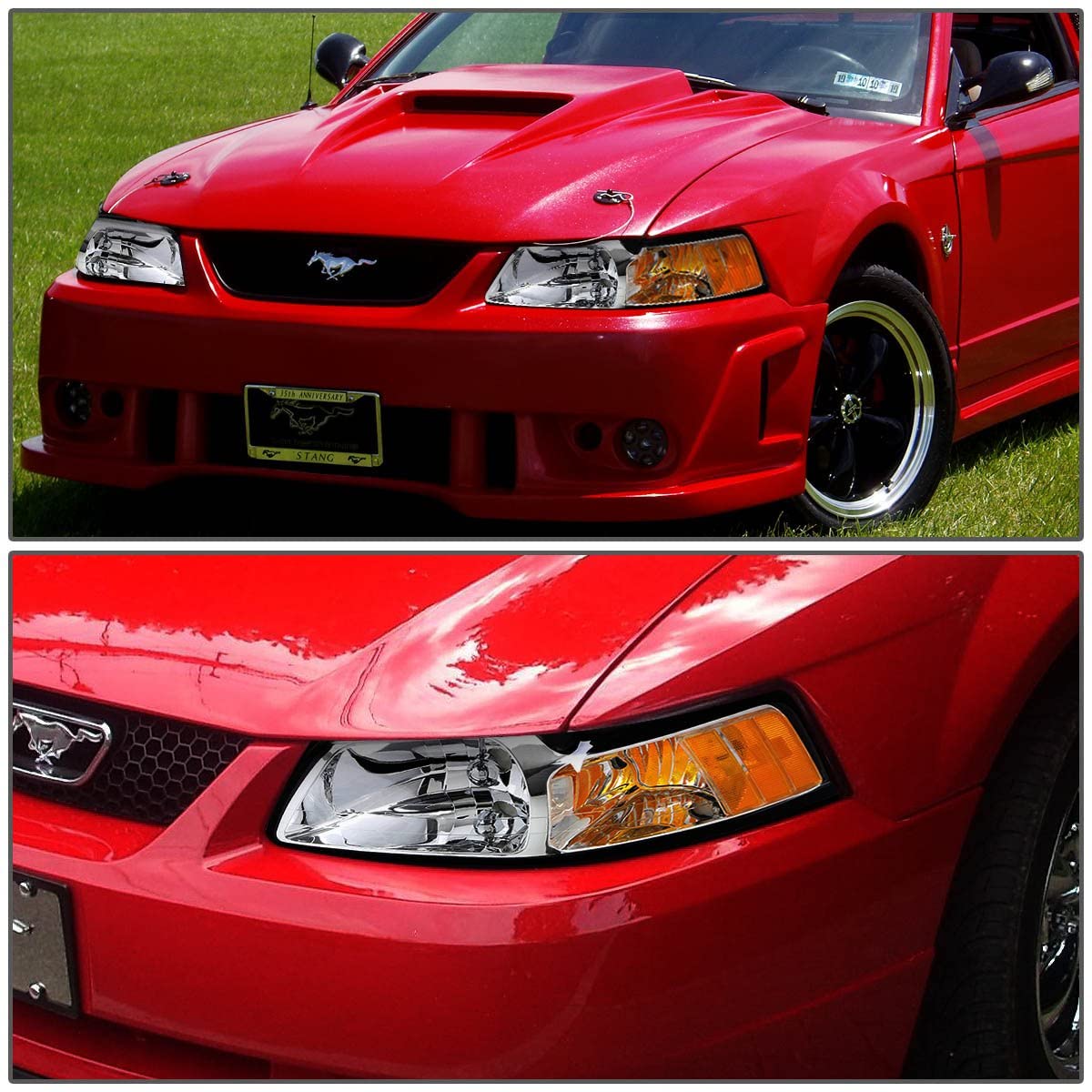 1999-2004 Ford Mustang Par Focos Fondo Cromado (Chofer & Pasajero) - PAL Auto Parts