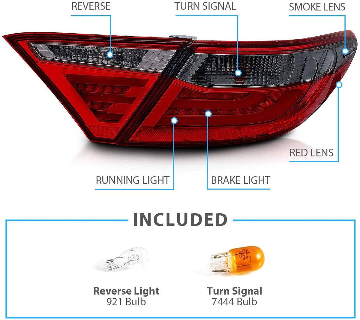 2015-2016 TOYOTA CAMRY PAR FOCOS TRASEROS CROMADO (CHOFER & PASAJERO) - PAL Auto Parts