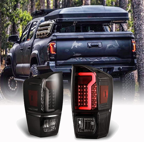 2016-2021 Toyota Tacoma par Focos Traseros Fondo Negro LED (Chofer & Pasajero) - PAL Auto Parts