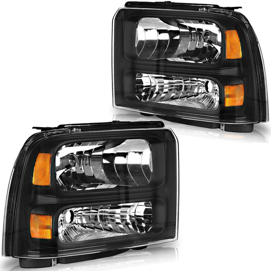 2005-2007 Ford F-250/F-350/F-550 Par Focos Fondo Negro (Chofer & Pasajero) - PAL Auto Parts
