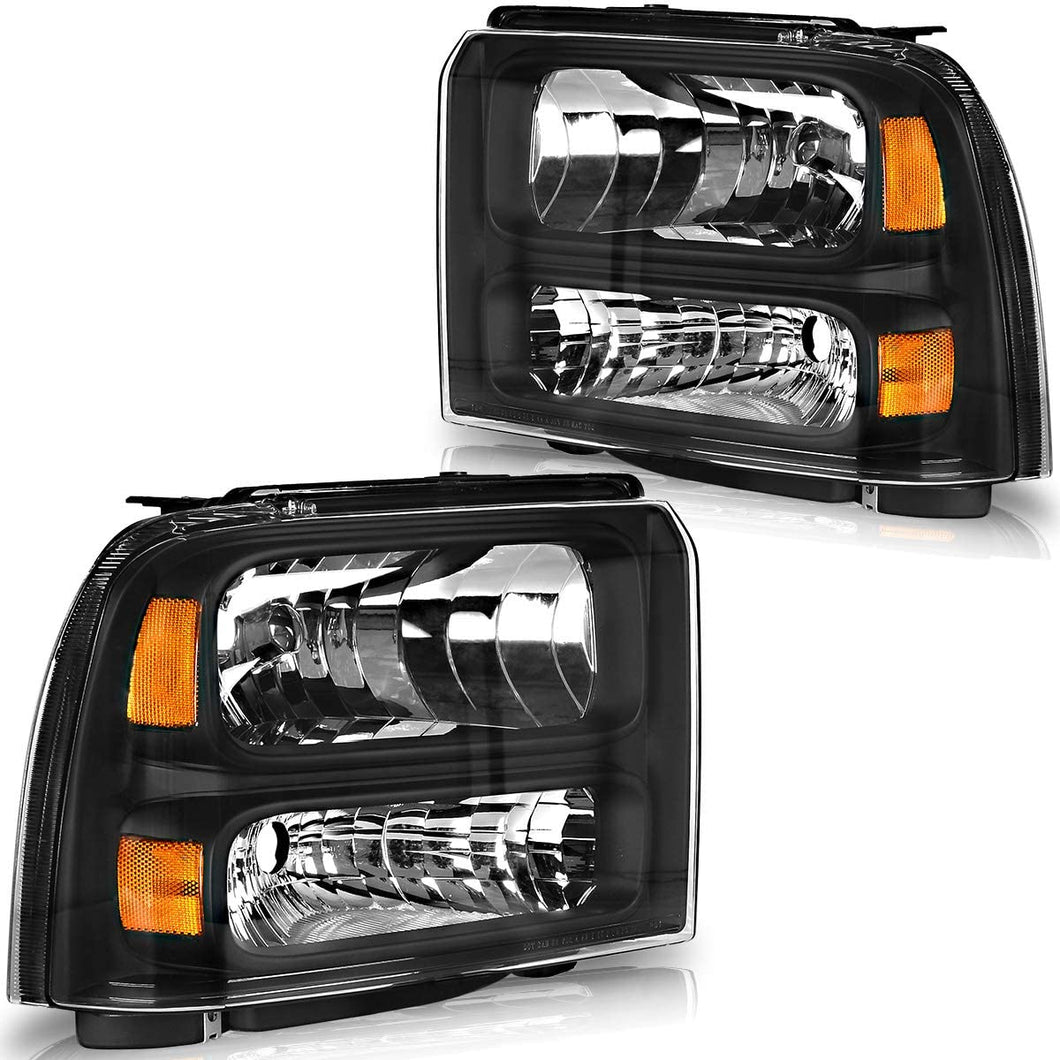 2005-2007 Ford F-250/F-350/F-550 Par Focos Fondo Negro (Chofer & Pasajero) - PAL Auto Parts