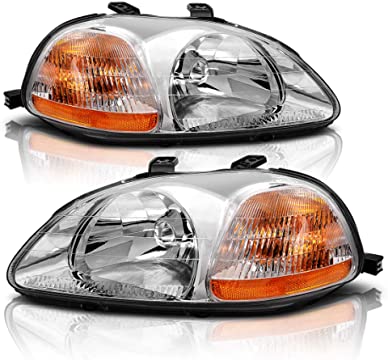 1996-1998 Honda Civic Par Focos Fondo Cromado (Chofer & Pasajero) - PAL Auto Parts