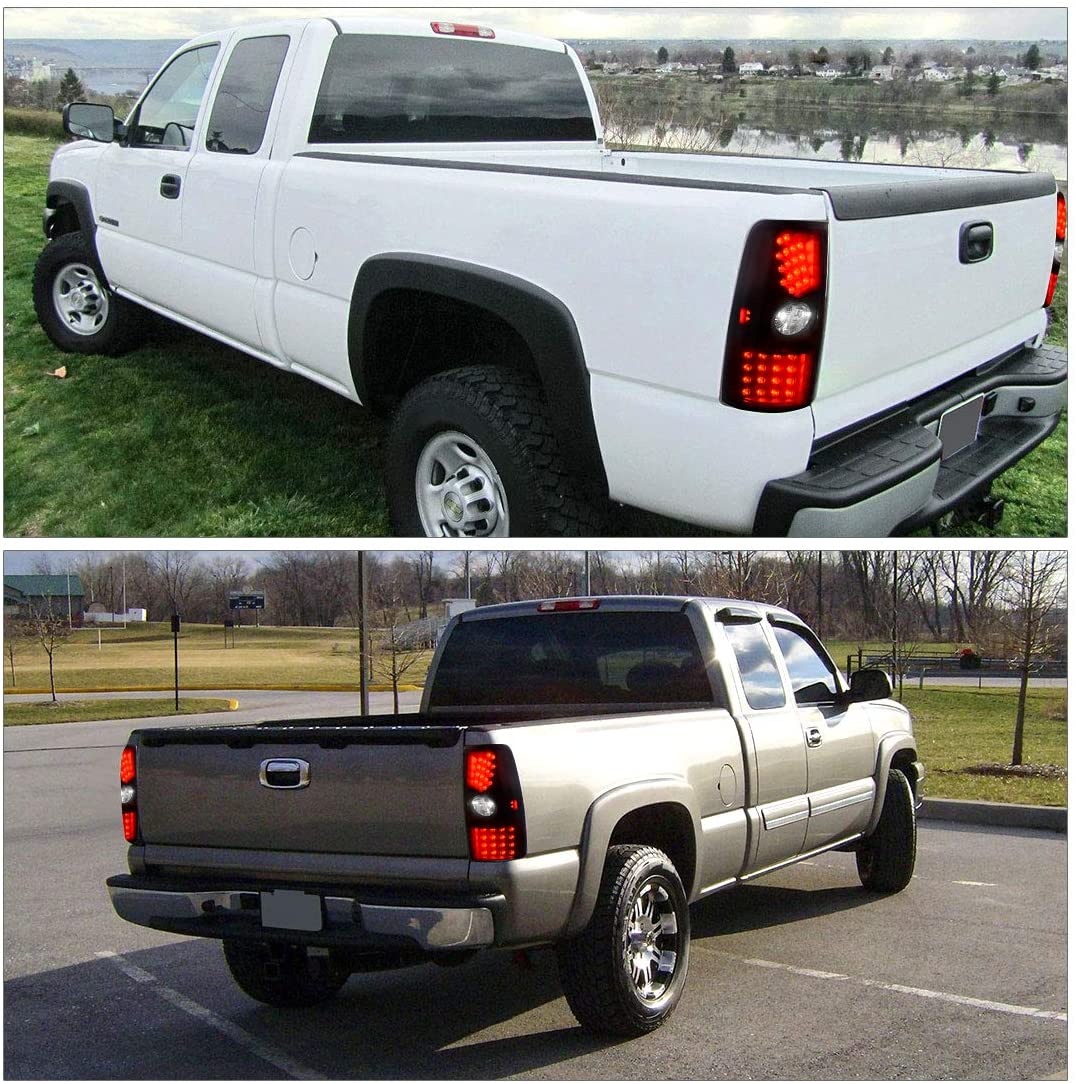 1999-2006 Chevy Silverado Par Focos Traseros LED Fondo Negro Smoke (Chofer & Pasajero) - PAL Auto Parts