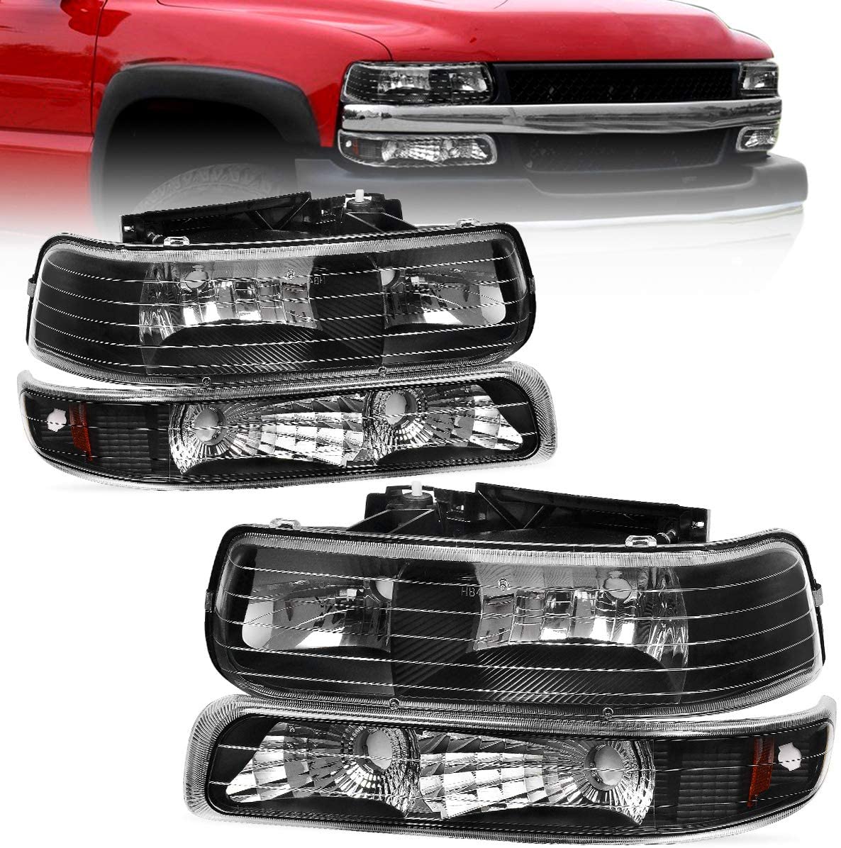 1999-2002 GMC Sierra Par Focos Fondo Negro (Chofer & Pasajero) - PAL Auto Parts
